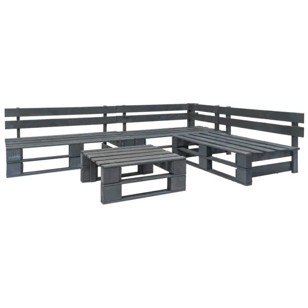 4-delige tuinset pallethout grijs (44696+2x44697+44698)