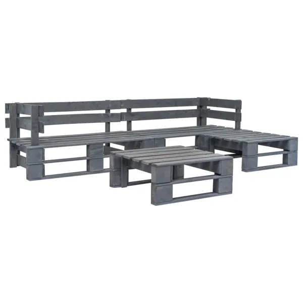 4-delige tuinset pallethout grijs (2x44696+2x44698)