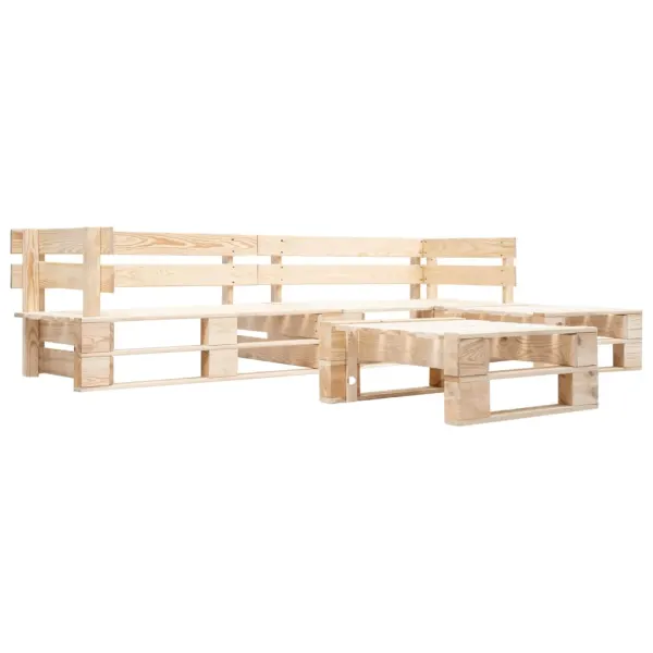 4-delige tuinset van pallets, natuurlijk hout (2x45767+2x45769)