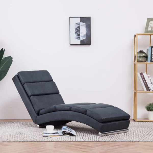 Chaise Longue Grijs Kunstsuède Leer