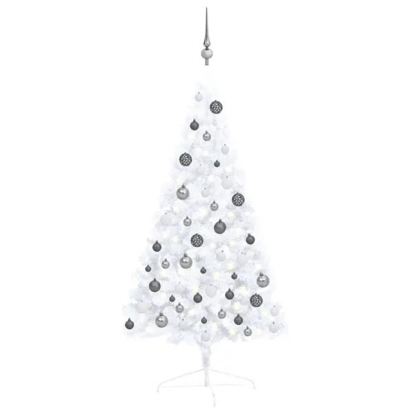 Kunstkerstboom met halfverlichte bal set wit 120 cm