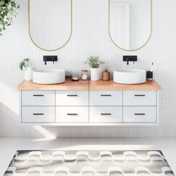 Badkamerblad Lichtbruin 180x60x(2-6)cm Behandeld Massief Hout