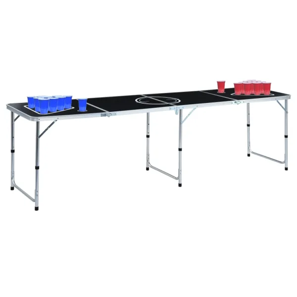 Opvouwbare Beer Pong Tafel met Bekers en Ballen 240 cm (48188+48189)