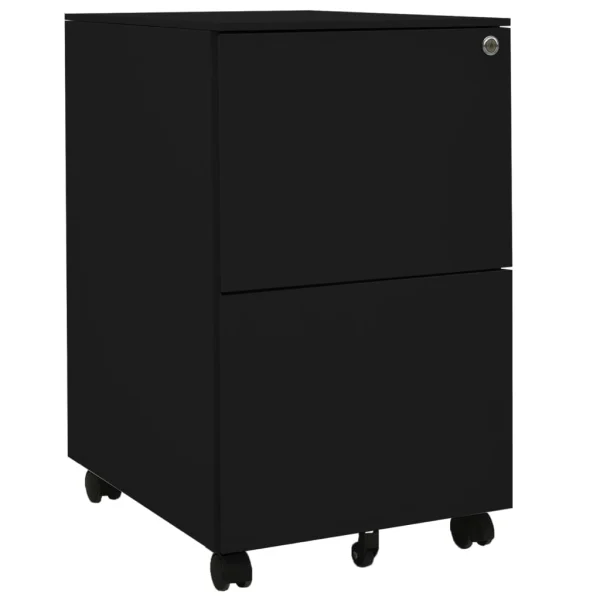 Mobiele archiefkast zwart 39x45x67 cm staal