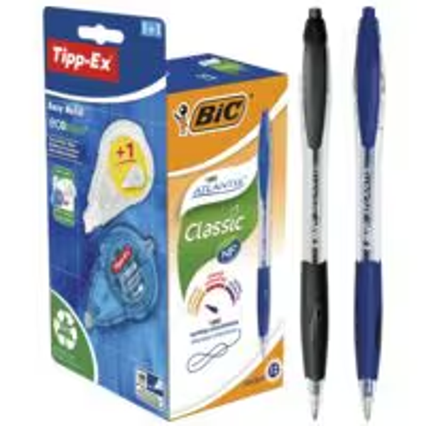 BIC Pak met 12 balpennen met intrekmechanisme »Atlantis Classic« + correctieroller »Easy Refill ecolutions®« + vulling