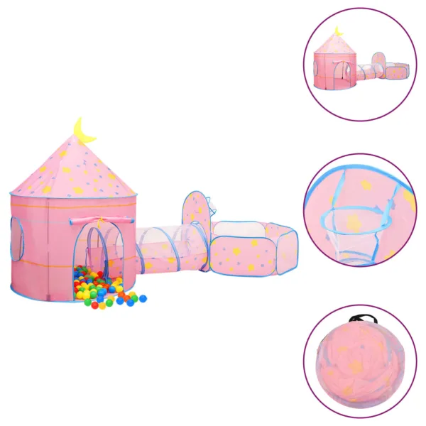 Kinderspeeltent met 250 ballen roze 301x120x128 cm