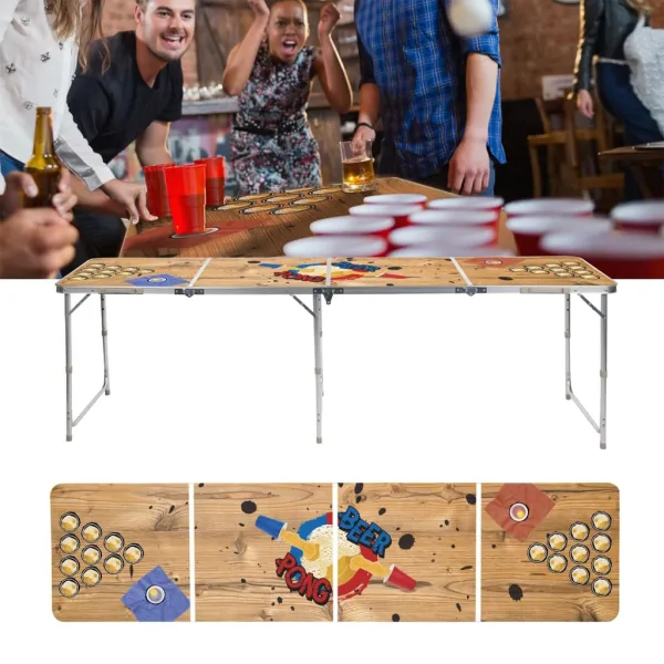 HI Opvouwbare Beer Pong Tafel 240x60x55 cm MDF en Aluminium