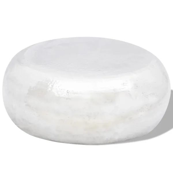 Gehamerd aluminium salontafel zilver