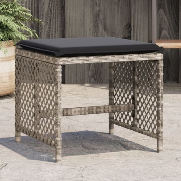 Tuinstoelen met kussens 4 st lichtgrijs 41x41x36 cm poly rattan