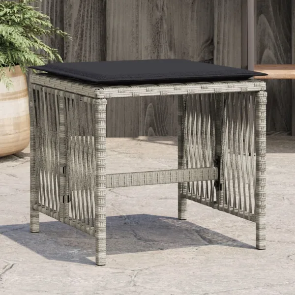 Tuinstoelen met kussens 4 st lichtgrijs 41x41x36 cm poly rattan