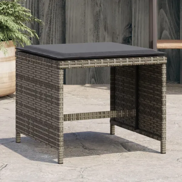 Tuinstoelen met kussens 4 st Grijs 40x40x35 cm Poly Rattan