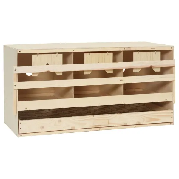 Legnest voor kippen 3 compartimenten 72x33x38 cm massief grenenhout