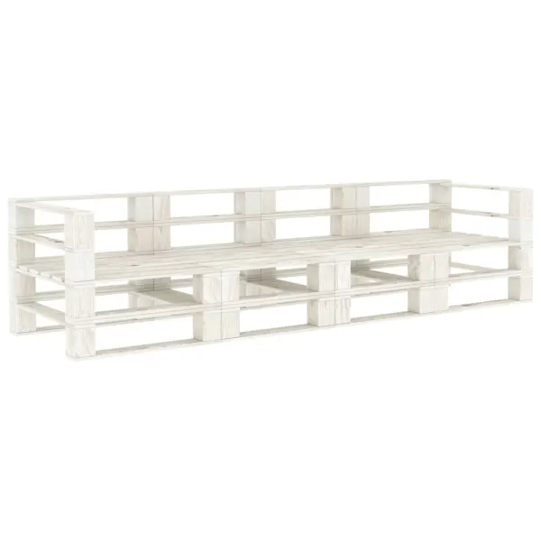 Tuinbank van pallethout, wit, 4-zits (2x49333+2x49334)