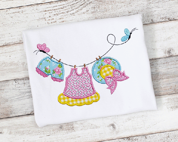 Clothes Line, Clothes & Butterflies, Girls Shirt or Bodysuit
