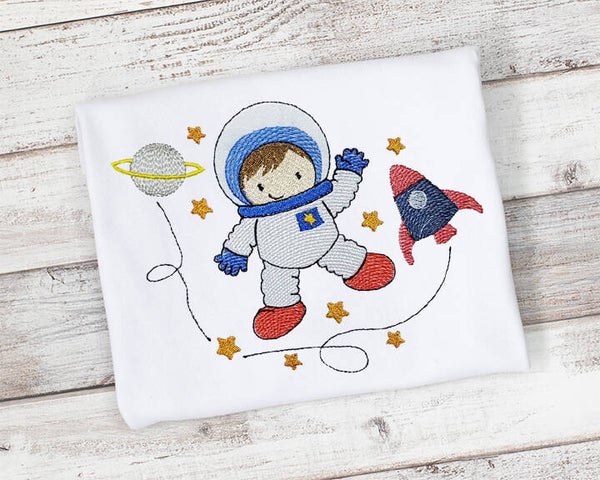 Space Boy, Rocket, Planet, Boys Shirt or Bodysuit