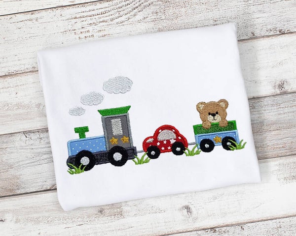 Train, Car, Bear, Baby Boy Shirt or Bodysuit