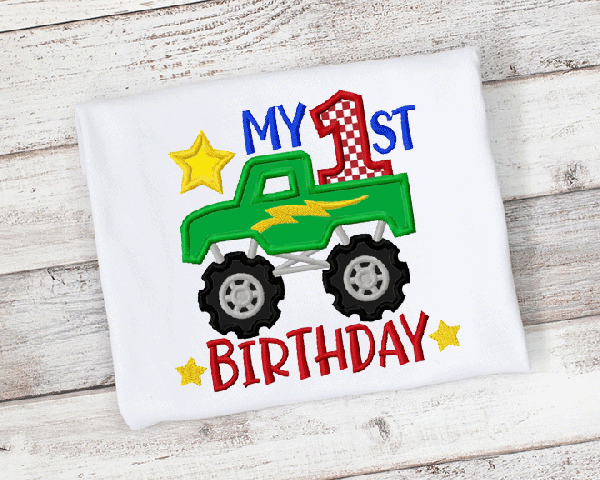 My 1st Birthday Monster Truck, Boys Shirt or Bodysuit