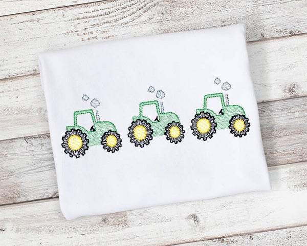 Tractor Trio, Personalized Boys Shirt or Bodysuit