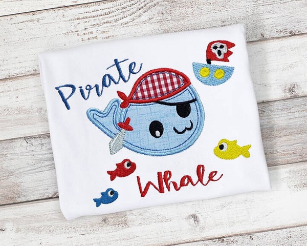 Pirate Whale, Personalized Boys Shirt or Bodysuit