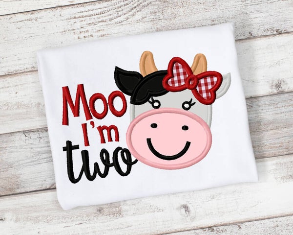Moo I'm Two, Girls 2nd Birthday Shirt