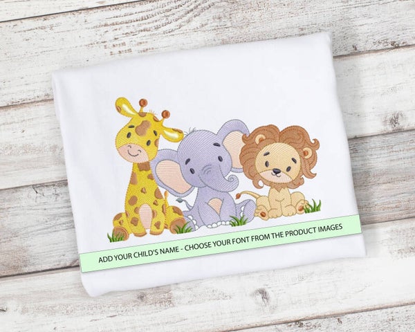 Giraffe Elephant Lion Shirt or Bodysuit