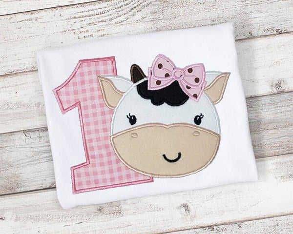 1st Birthday Shirt, Girl Cow