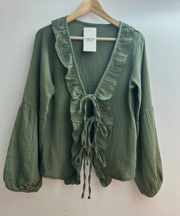 Chemise noeud en gaze de coton
