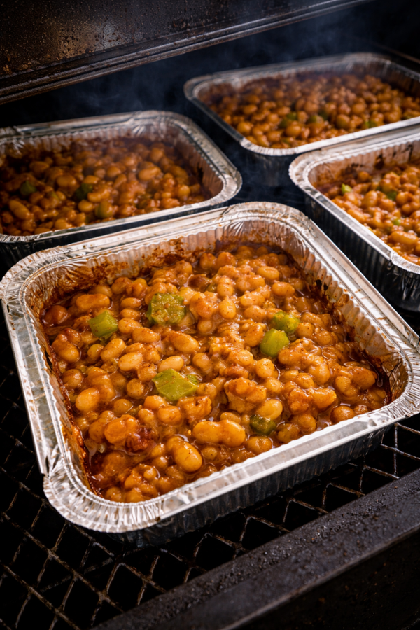 Smoked BBQ bourbon beans
