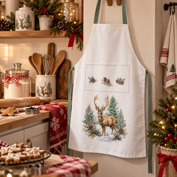 Apron Winter stag white