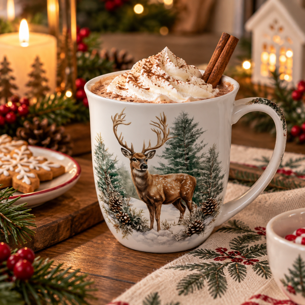 Mug 0.4 L Winter stag white