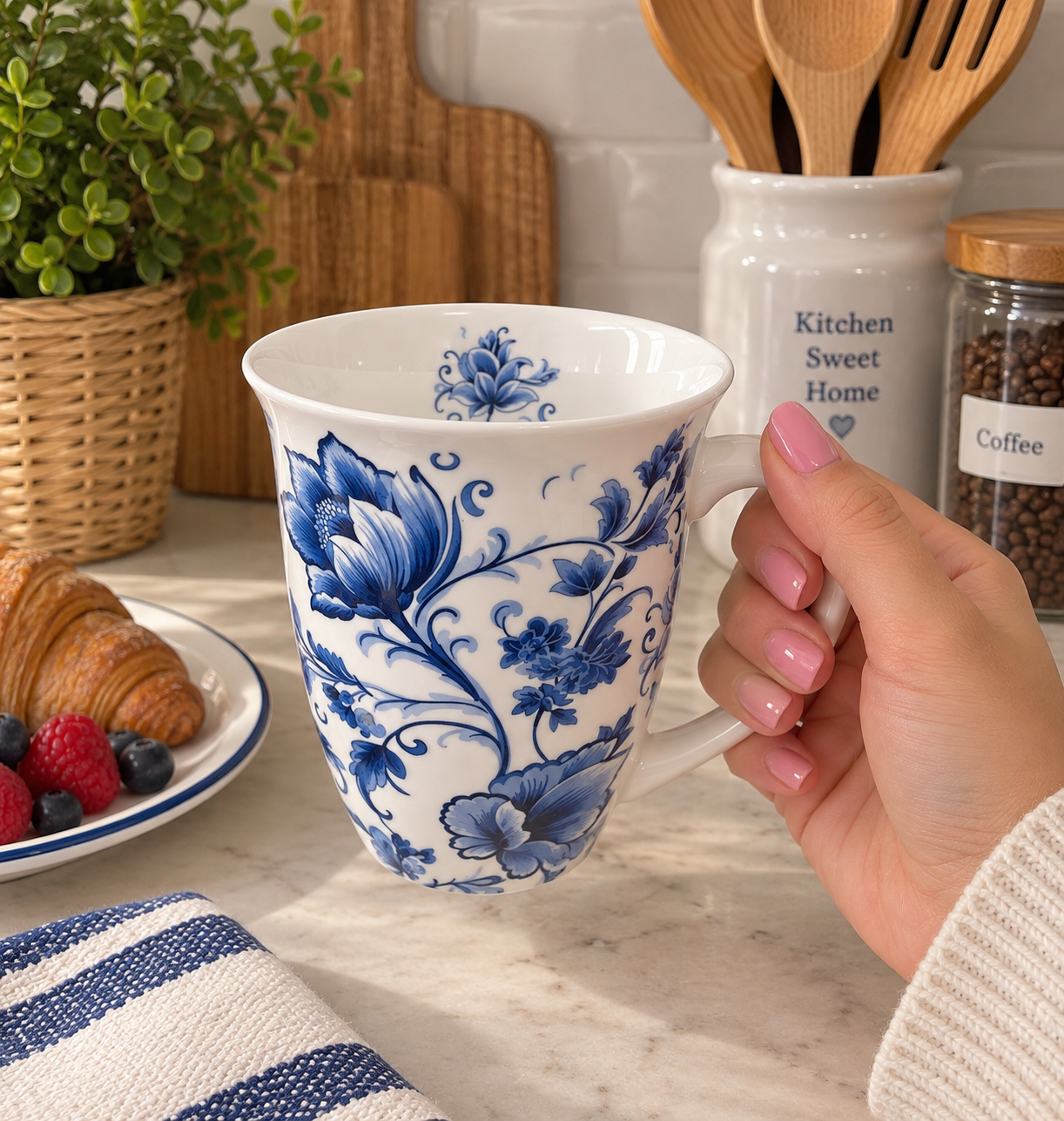 Mug 0.4 L Delft Blue florals