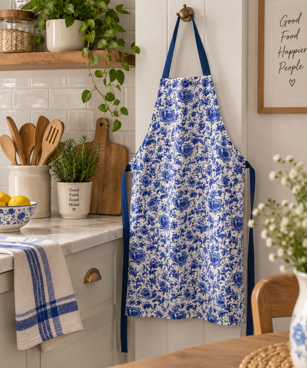 Apron Delft Blue florals 16720775