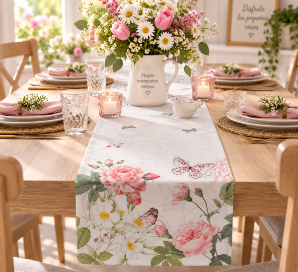 Table runner 40x150 cm Amelia white