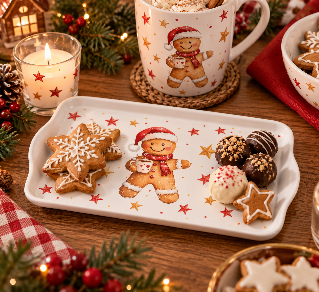 Tray melamine 13x21 cm Cocoa and cookie