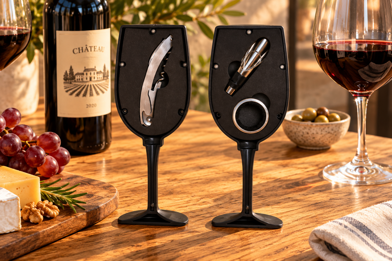 VINO SET 4 ABS INOX 9X9X24 GOMOSO NEGRO