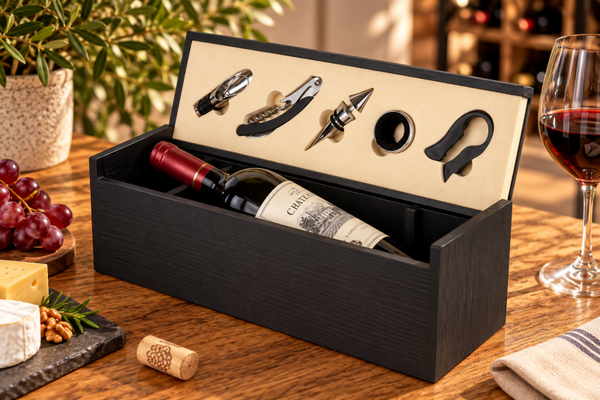 VINO SET 6 MDF INOX 36.5X11.5X12 NEGRO