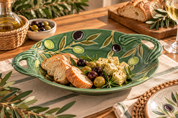 BANDEJA GRES 33X26,6X5 OLIVO RELIEVE VERDE OSCURO