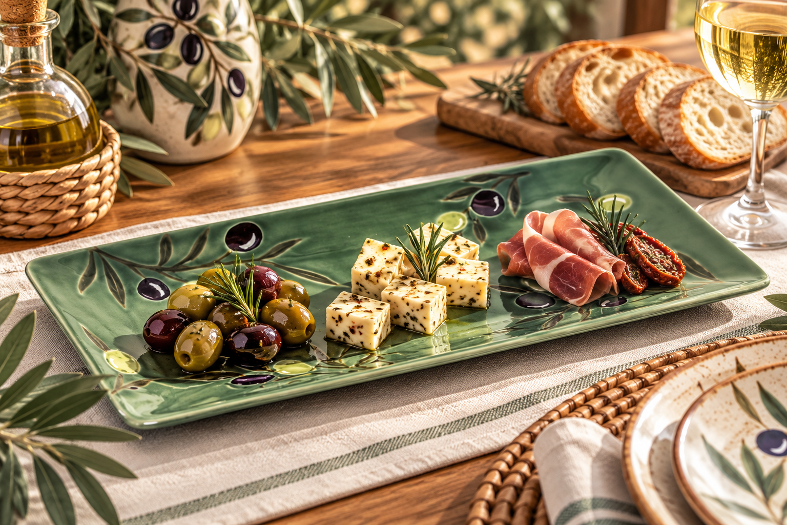 BANDEJA GRES 32X14X1,5 OLIVO RELIEVE VERDE OSCURO