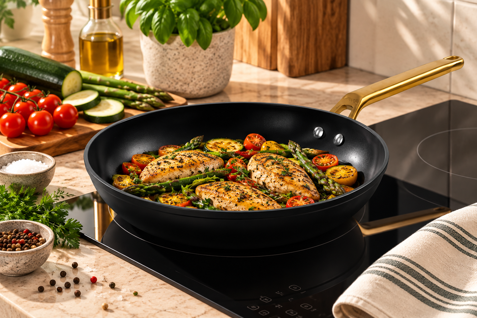 SARTEN 28 CM ALUMINIO FORJADO. ICONIC NEGRO. FULL INDUCTION.
