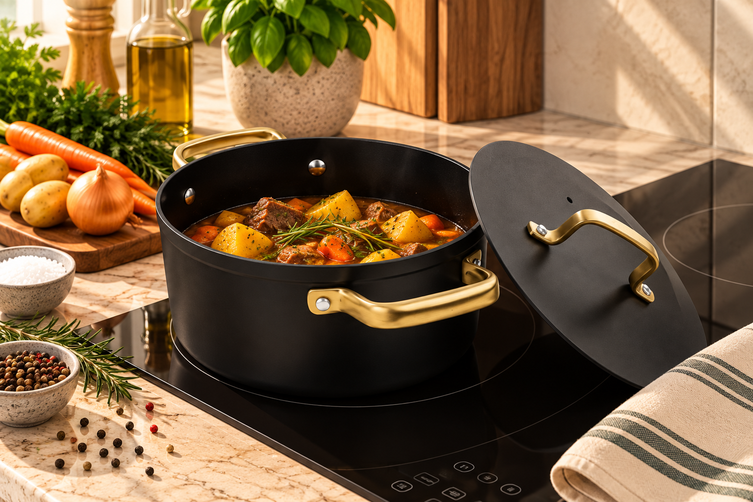 CACEROLA 20 CM ALUMINIO FORJADO ICONIC NEGRO. FULL INDUCTION