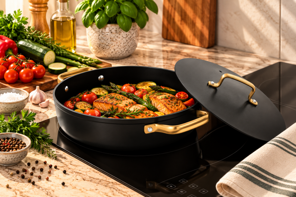 CACEROLA BAJA 28 CM ALUMINIO FORJADO ICONIC NEGRO. FULL INDUCTION