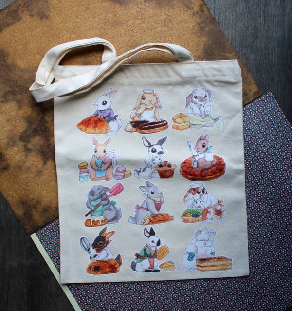 Bunny Bakery Zippered Tote Bag