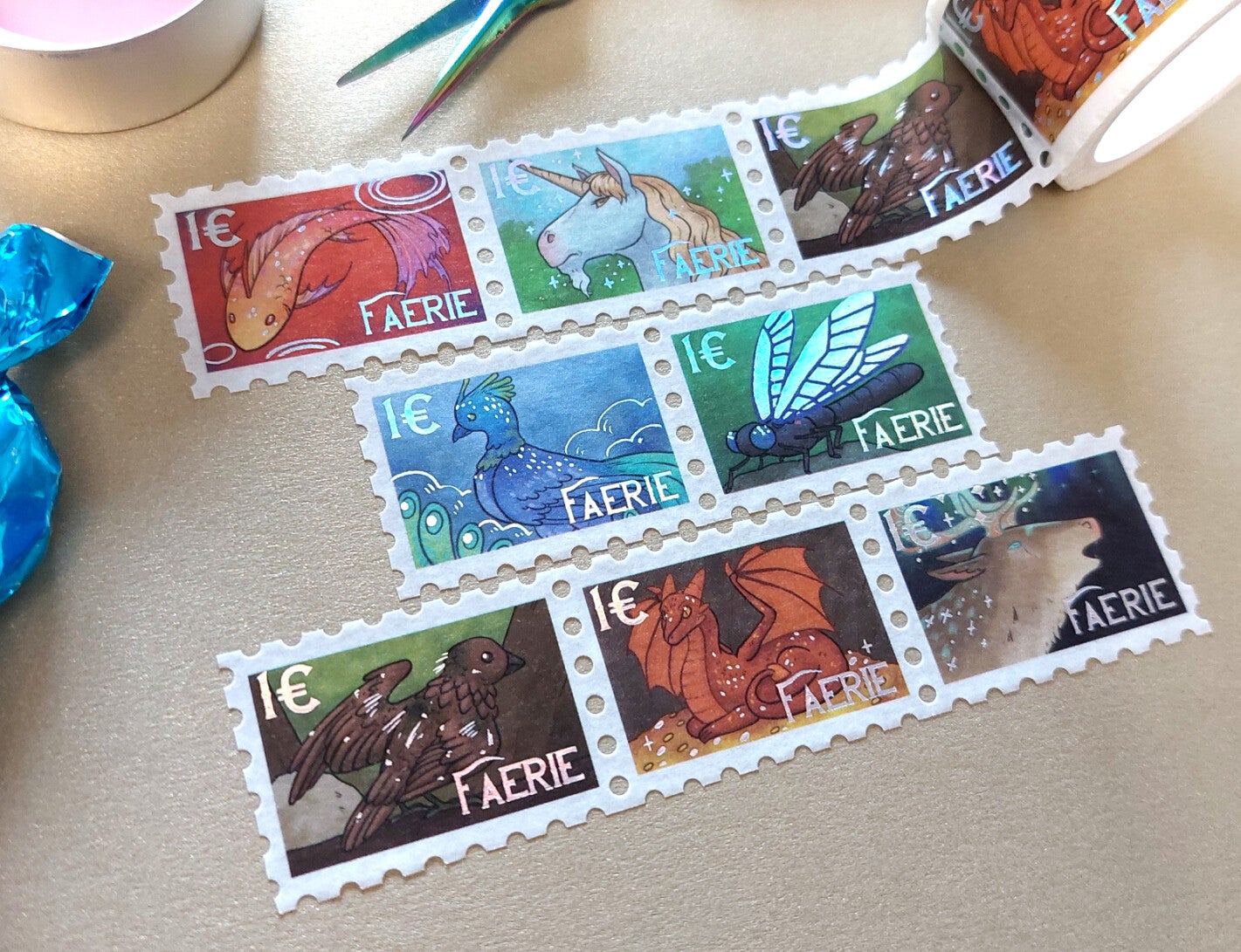 Animals of Faerie || Holographic Foil Stamp Washi Tape