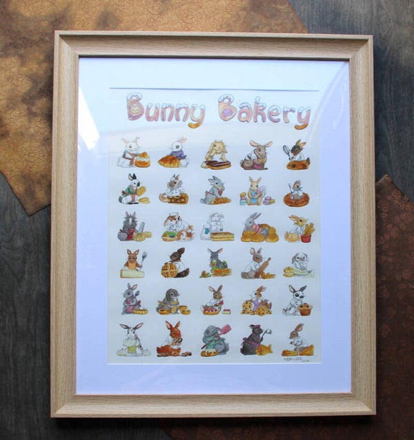 Bunny Bakery || Framed Original Painting