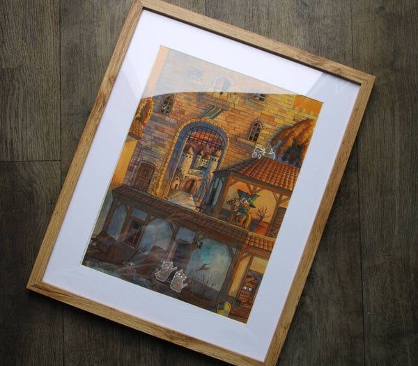 Little Kitty Big Adventure I  || Framed Original Painting