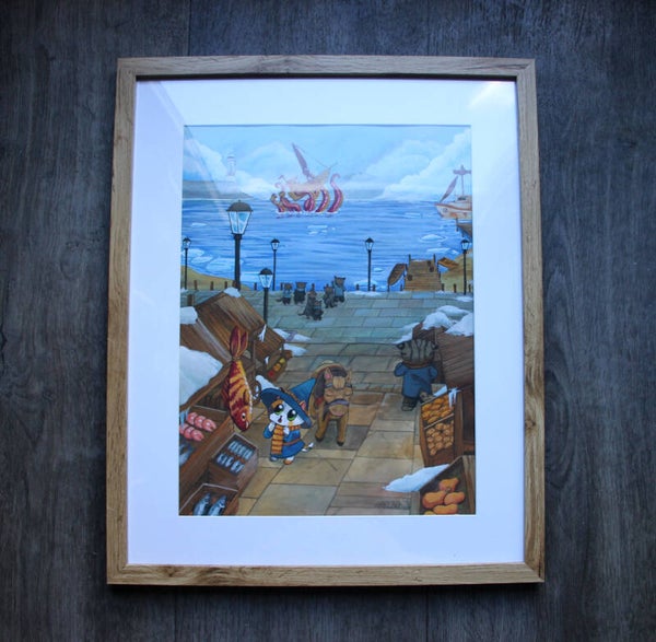 Little Kitty Big Adventure II  || Framed Original Painting