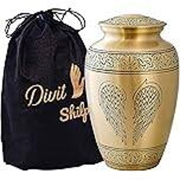 Divit Shilp Urna con Bolsa de Terciopelo, para Adultos de hasta 100 kgs by (Golden Angel Wings, Adult)