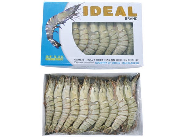 Ideal Shrimps Black Tiger  ( HOSO 16/20 IQF 25% ) ( 1kg )