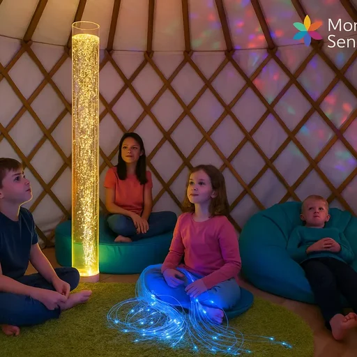 Groupe d’enfants dans une yourte sensorielle