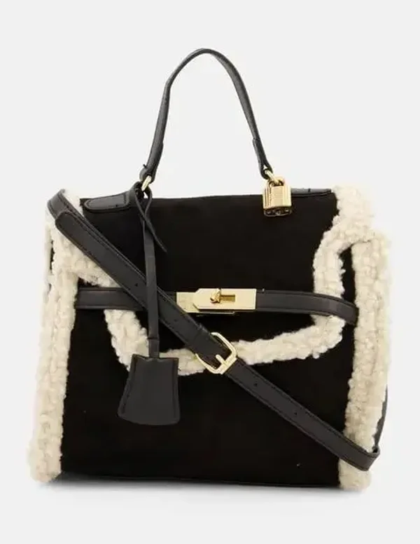 Badgley Mischka Fur Border Satchel Bag